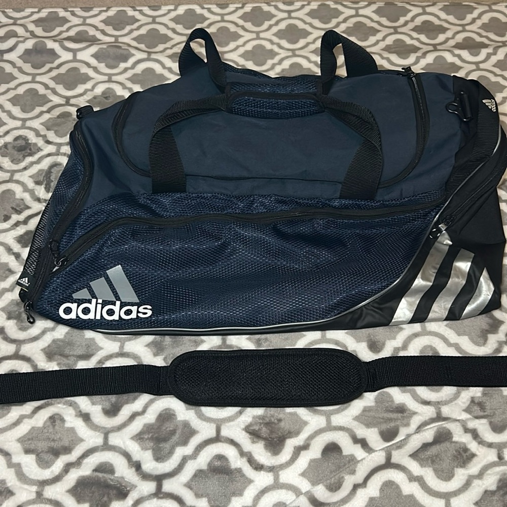 Adidas gym bag, navy blue